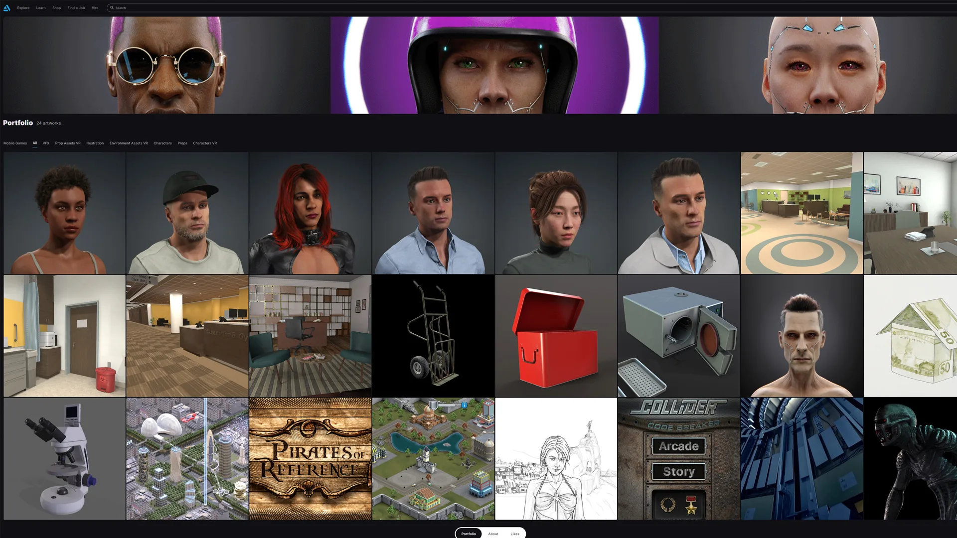 XR production scene — optimized real-time 3D environment